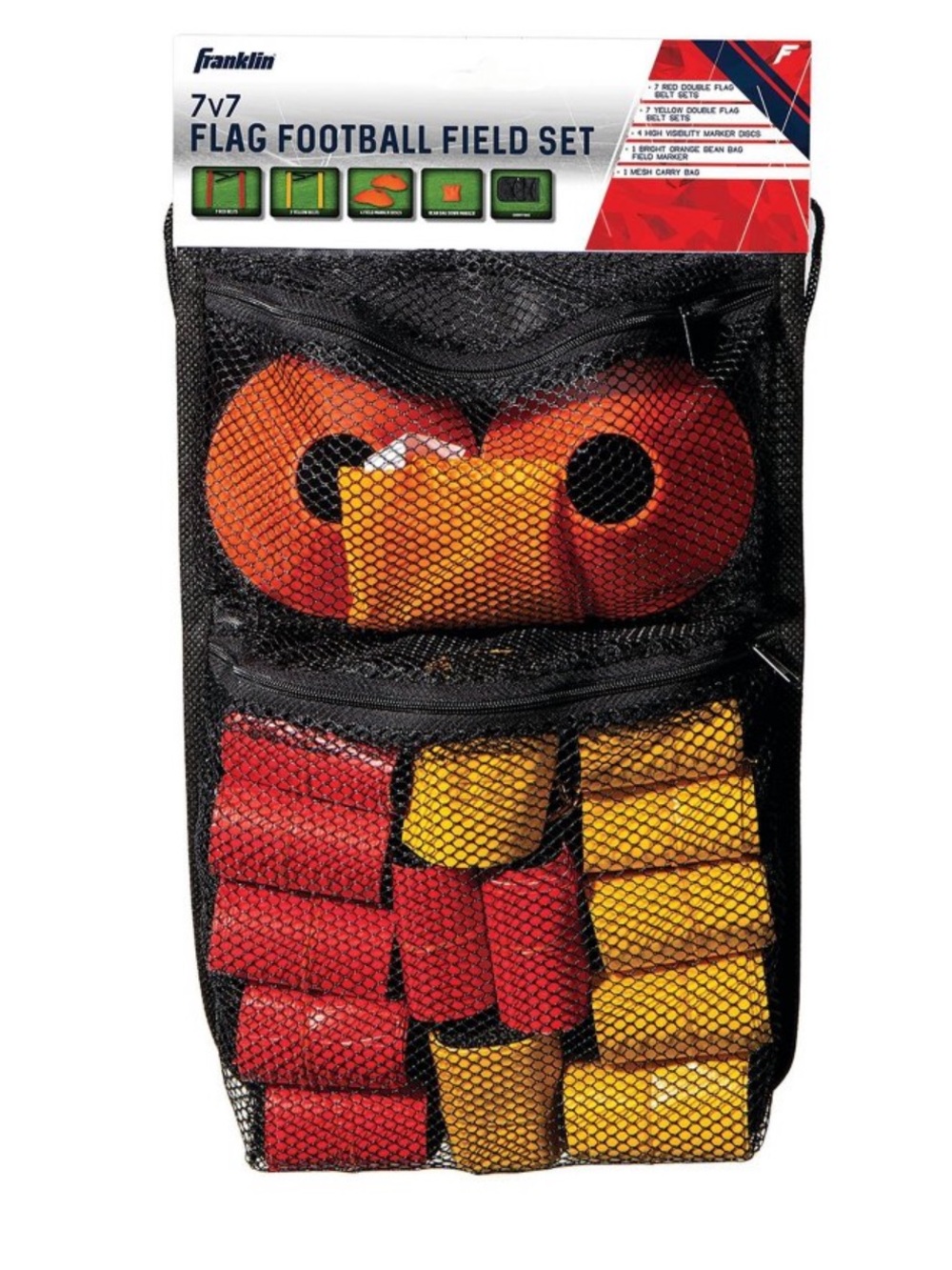 Franklin Sports 7 Person Flag Football Set With Carry Bag red & yellow new